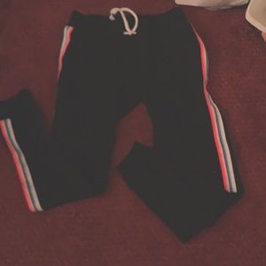 Rainbow stripe black sweatpants
